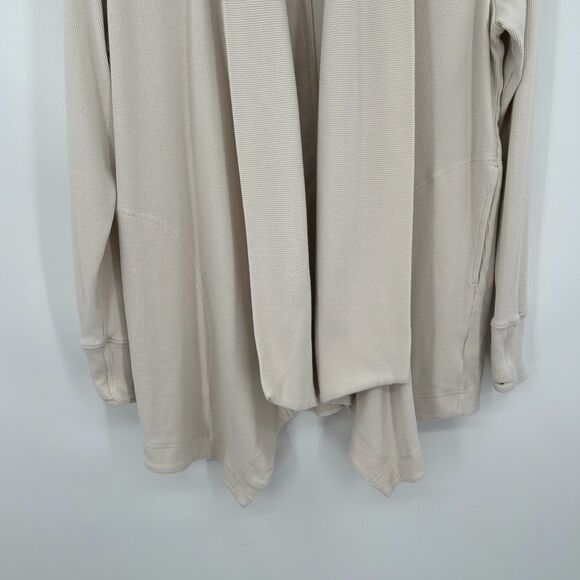 ATHLETA Cream Beige Pranayama Restore Rib Knit Wrap Cardigan Sweater Size XXS - Picture 7 of 12